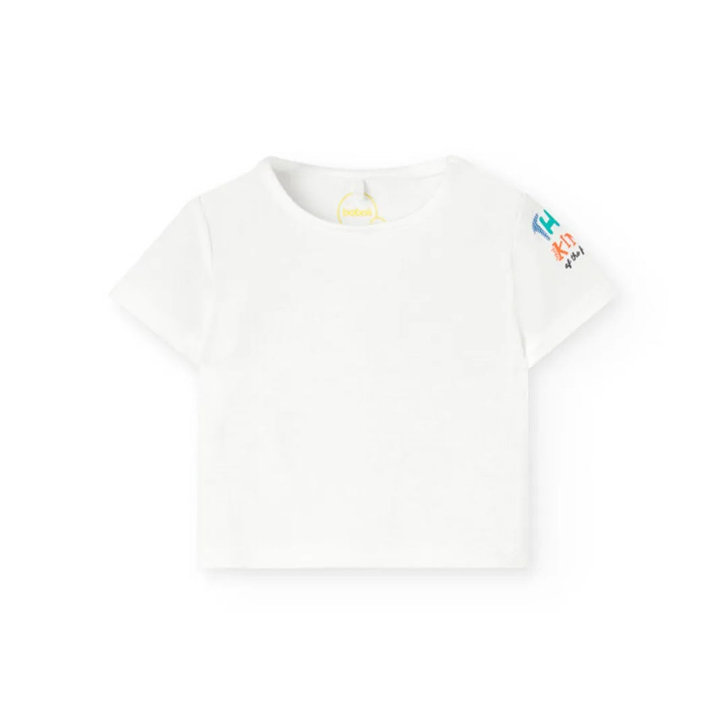 Completo t-shirt mezza manica e salopette stampa vivace