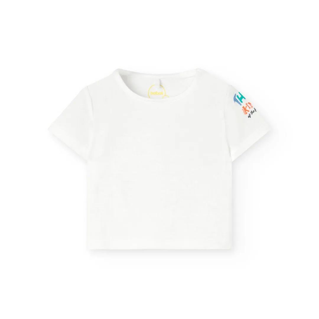 Completo t-shirt mezza manica e salopette stampa vivace