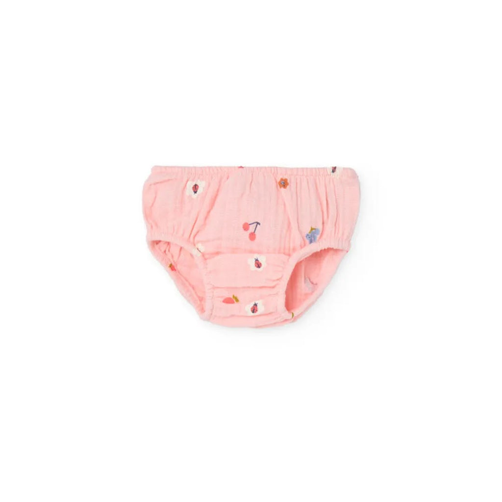 Vestito stampato con copri pannolino in tinta rosa