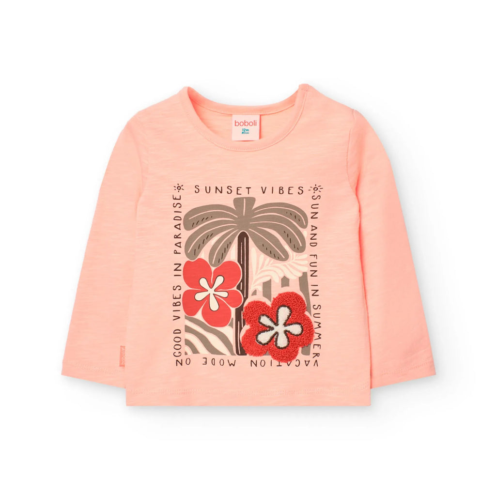 T-shirt manica lunga con retro san gallo rosa