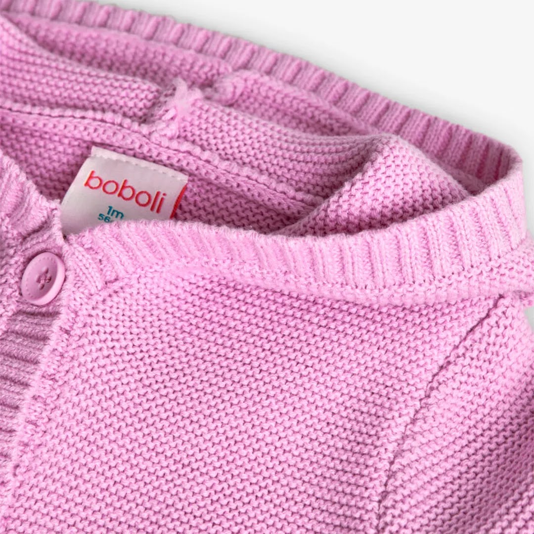 Cardigan tricot con cappuccio e tulipano