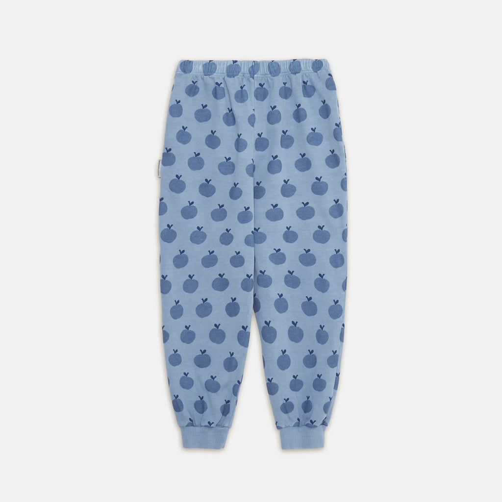 Pantaloni della tuta stampa mele azzurro chiaro