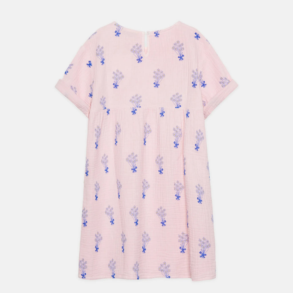 Vestito all over con bouquet e tasche rosa