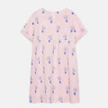 Vestito all over con bouquet e tasche rosa