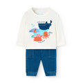 Completo t-shirt e pantalone lungo balena bianco