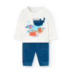 Completo t-shirt e pantalone lungo balena bianco