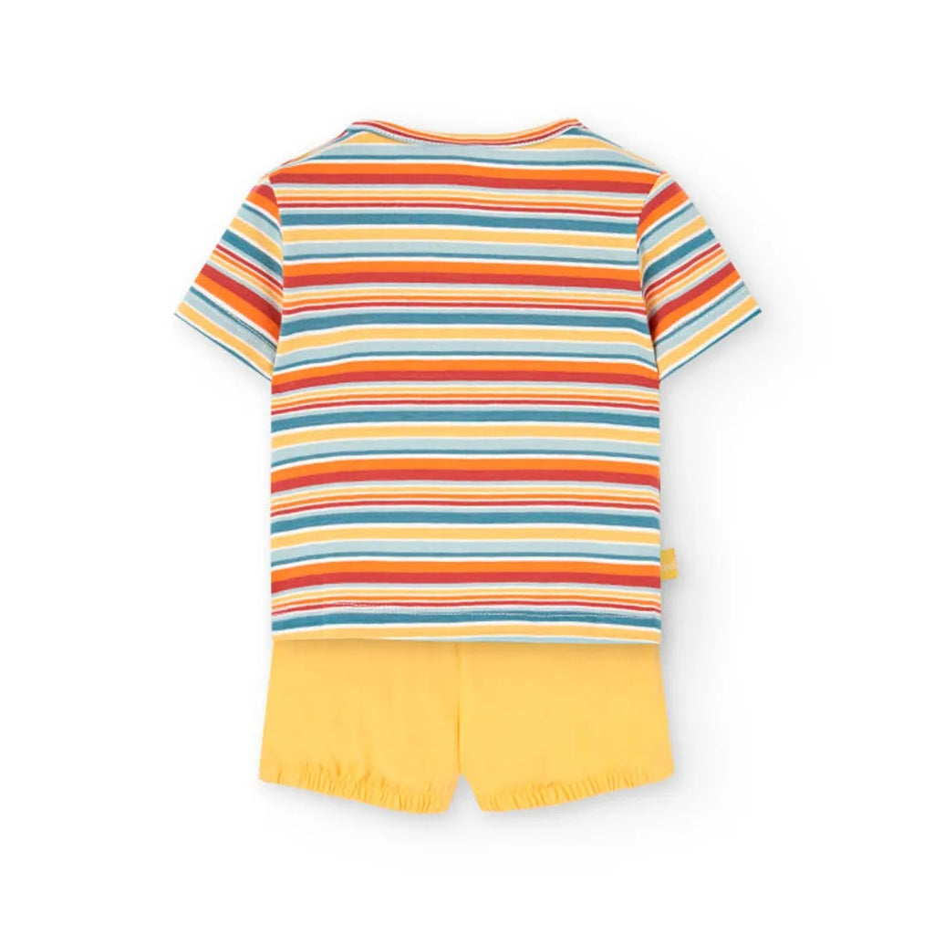 Completo t-shirt mezza manica e pantaloncini coccodrillo giallo