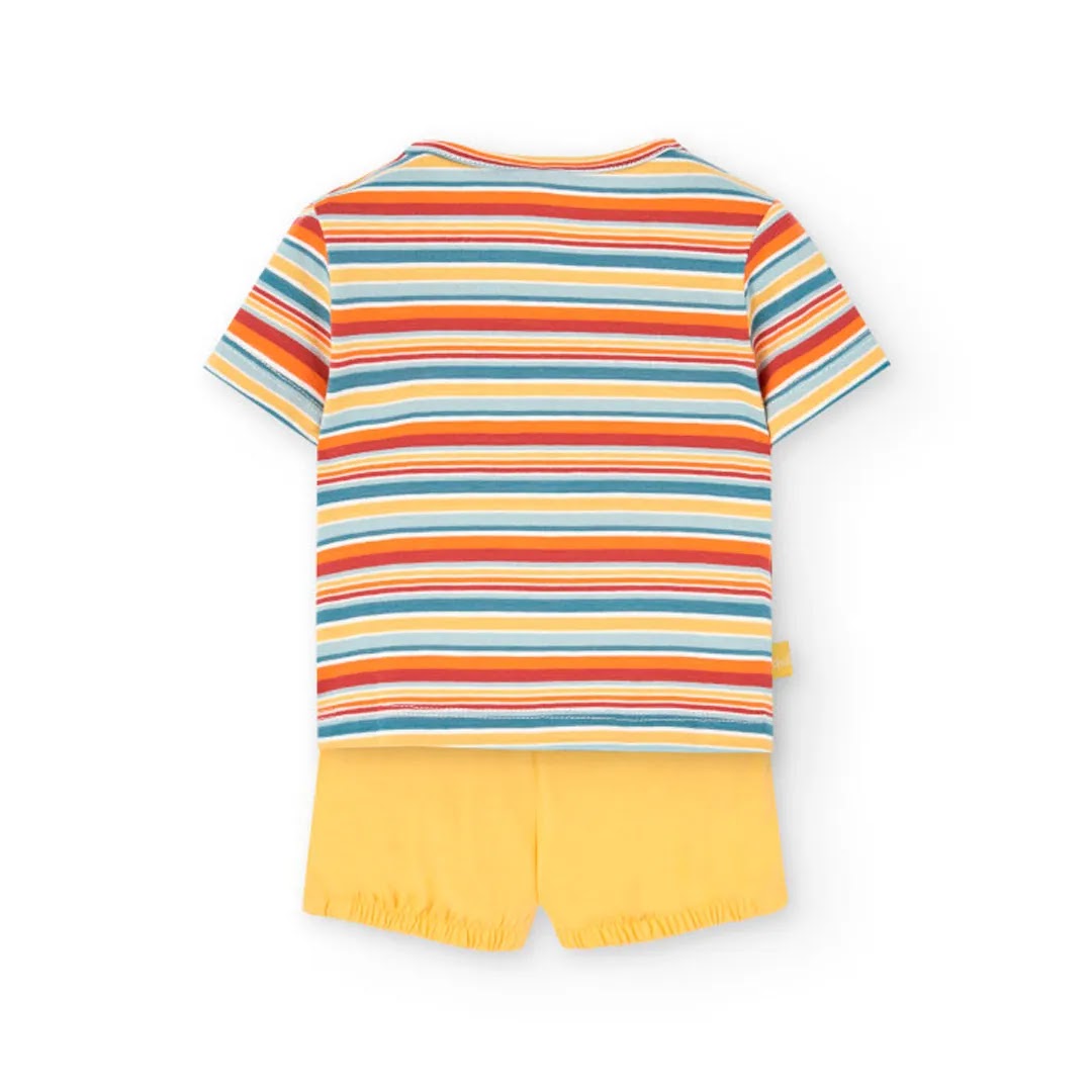 Completo t-shirt mezza manica e pantaloncini coccodrillo giallo