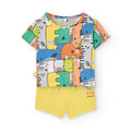 Completo t-shirt mezza manica e pantaloncini gialli
