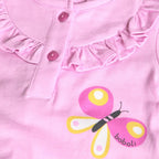 Tutina manica lunga rosa con tulipani e farfalle