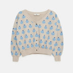 Cardigan morbido con mele all over topo