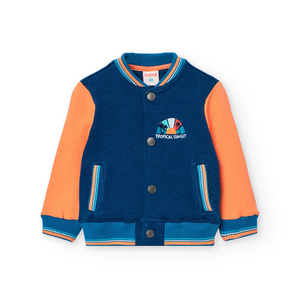 Giubbotto jeans combinato con felpa tropical sunset