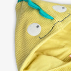 Cardigan tricot con cappuccio dinosauro giallo