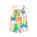 Completo t-shirt mezza manica e salopette stampa vivace