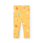 Leggings con fiori ed insetti stampati