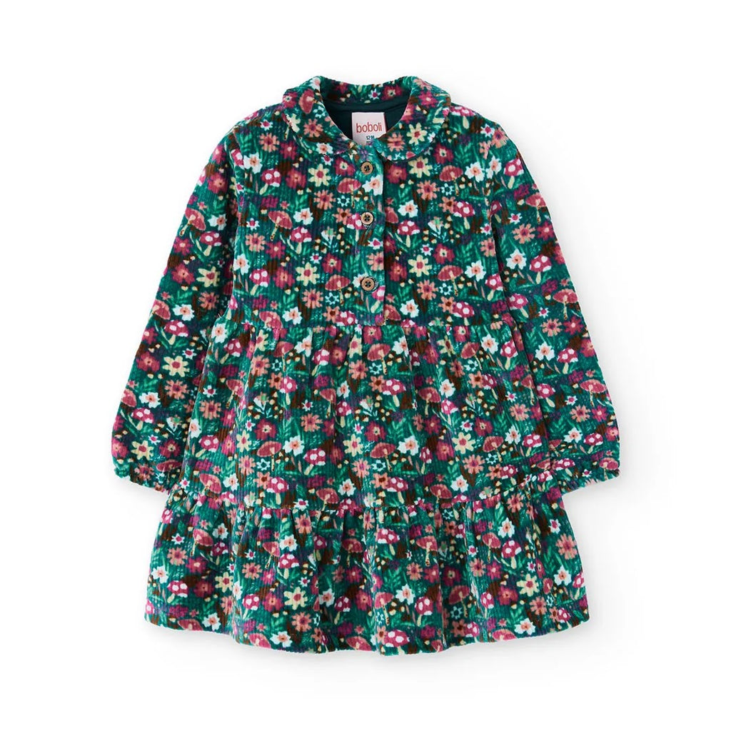 Vestito velluto a coste verde bambina