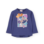 Maglietta manica lunga fiori paillettes