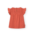 T-shirt giromanica sangallo terracotta