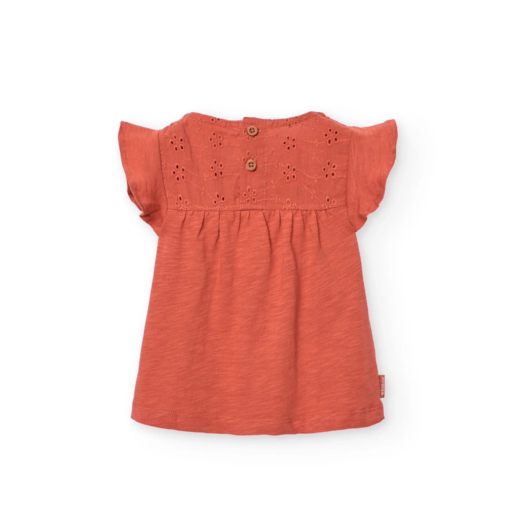 T-shirt giromanica sangallo terracotta