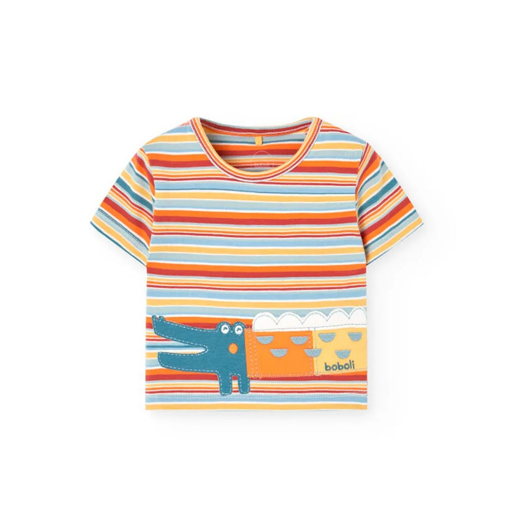 Completo t-shirt mezza manica e pantaloncini coccodrillo giallo