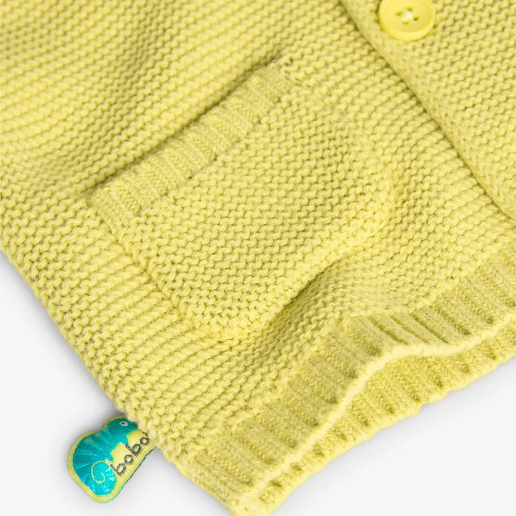 Cardigan tricot con cappuccio dinosauro giallo