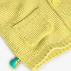 Cardigan tricot con cappuccio dinosauro giallo