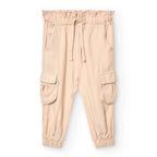 Pantaloni vita a sacchetto tasconi crema