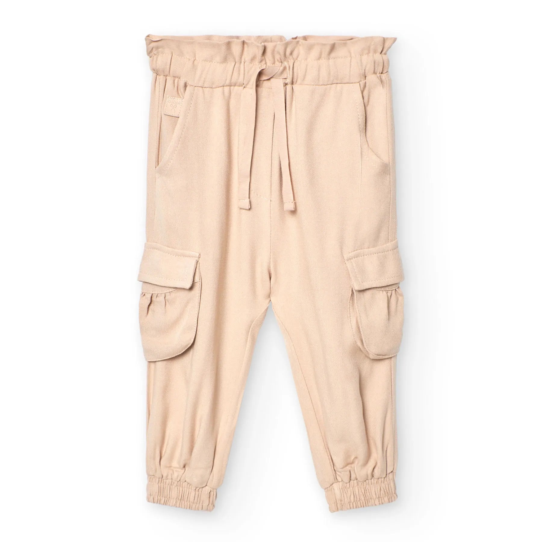 Pantaloni vita a sacchetto tasconi crema