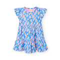 Vestito a fiori con balze blu vivace
