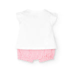 Completo t-shirt giromanica con culotte vichy rosa