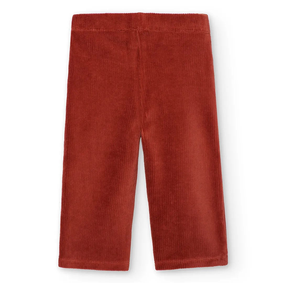 Pantalone linea dritta velluto a coste terracotta