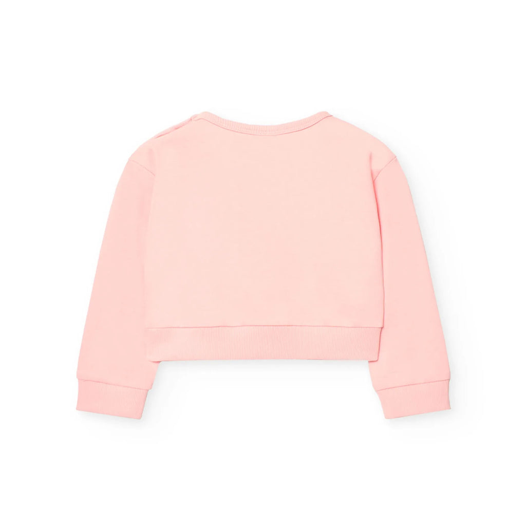 Felpa corta stampa floreale rosa