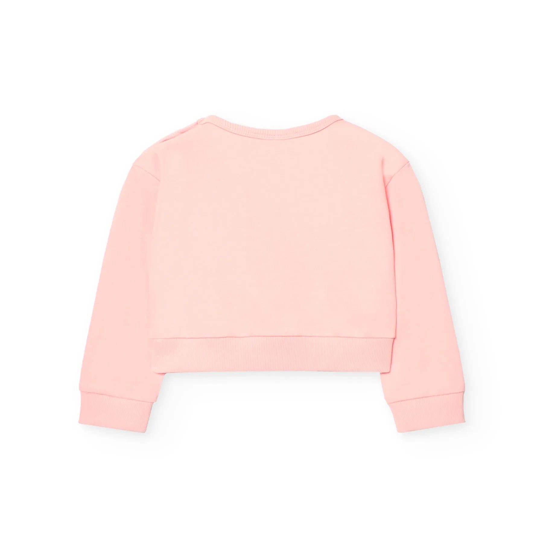 Felpa corta stampa floreale rosa