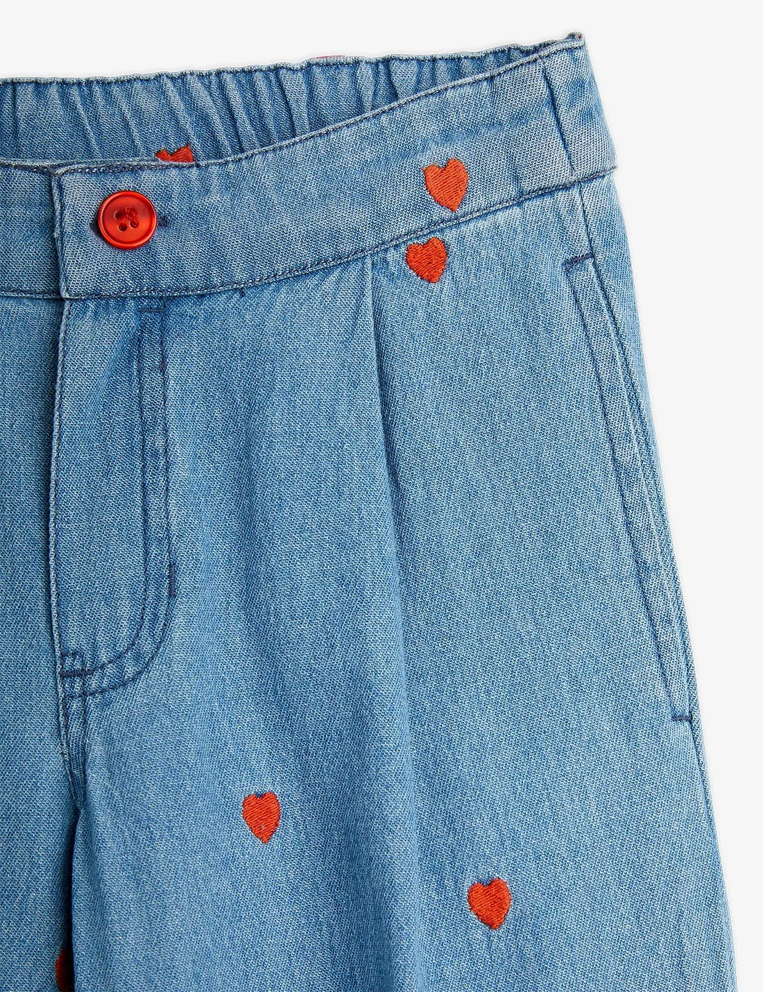 Pantaloni Jeans leggero cuori ricamati