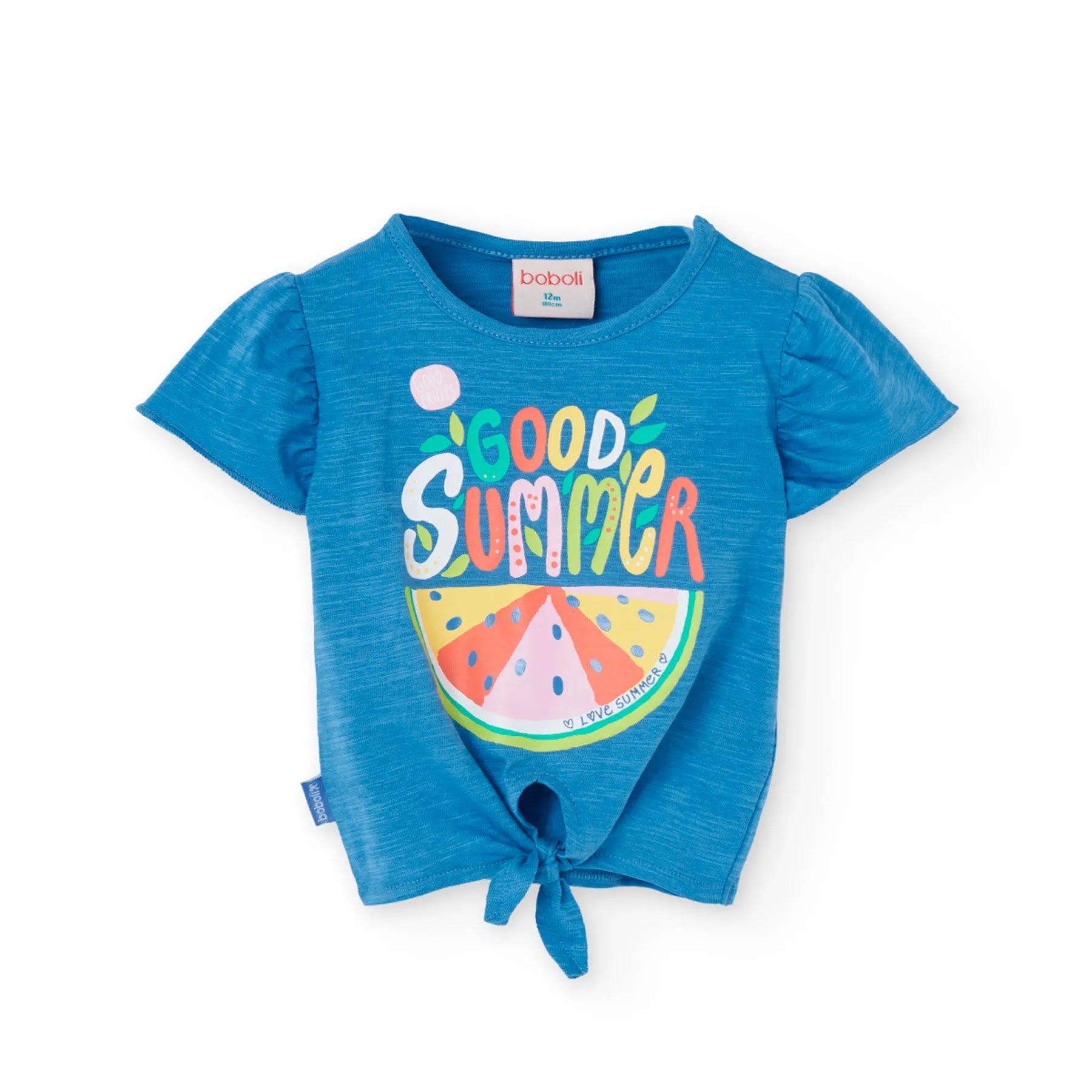 T-shirt mezza manica con nodo good summer indaco
