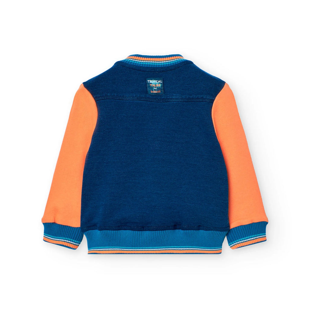 Giubbotto jeans combinato con felpa tropical sunset