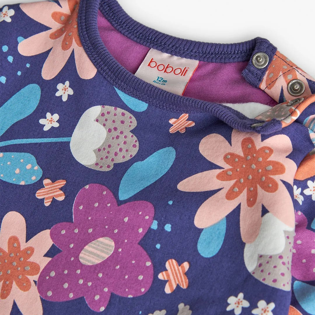 Vestito felpa fiori bambina viola