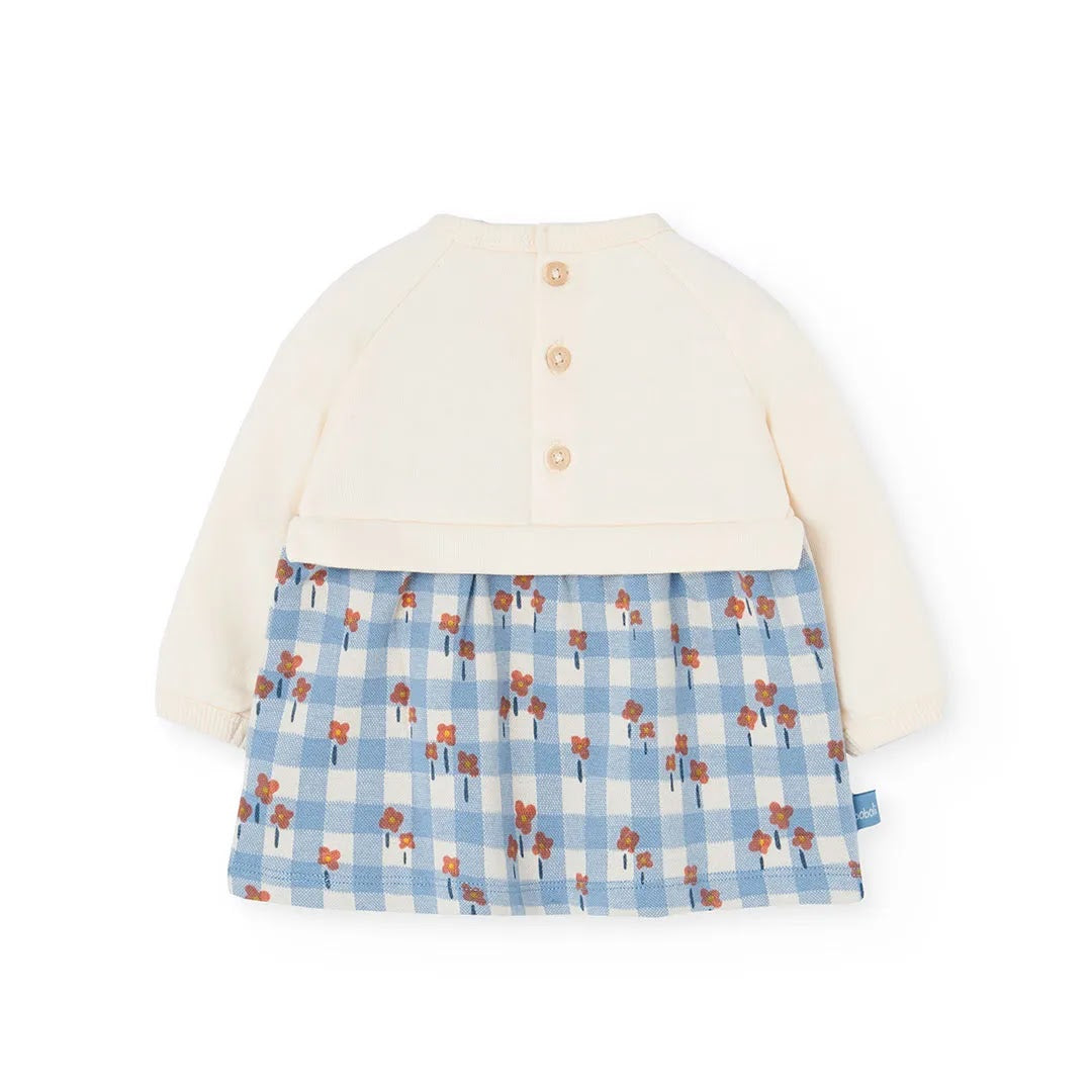 Vestito felpa neonata quadri e stampe floreali