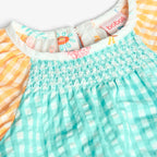 Blusa mezza manica vichy e stampa quadri