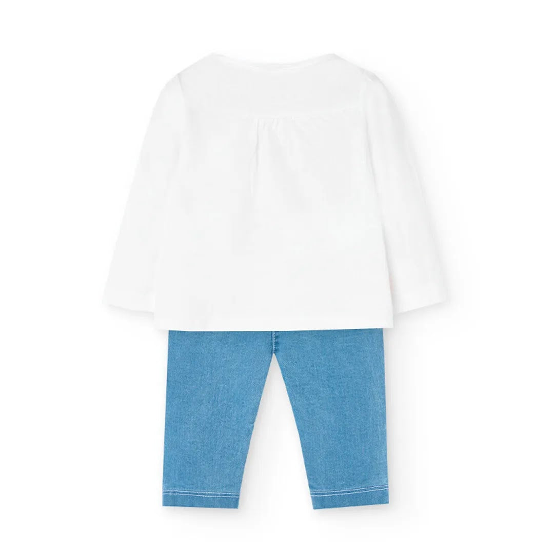 Completo t-shirt manica lunga e pantaloni jeans lunghi