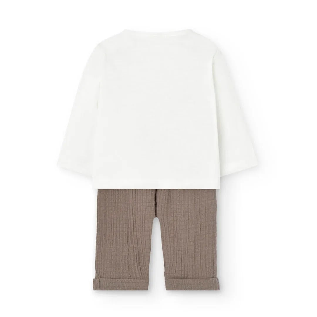 Completo t-shirt manica lunga e pantaloni lunghi mussola