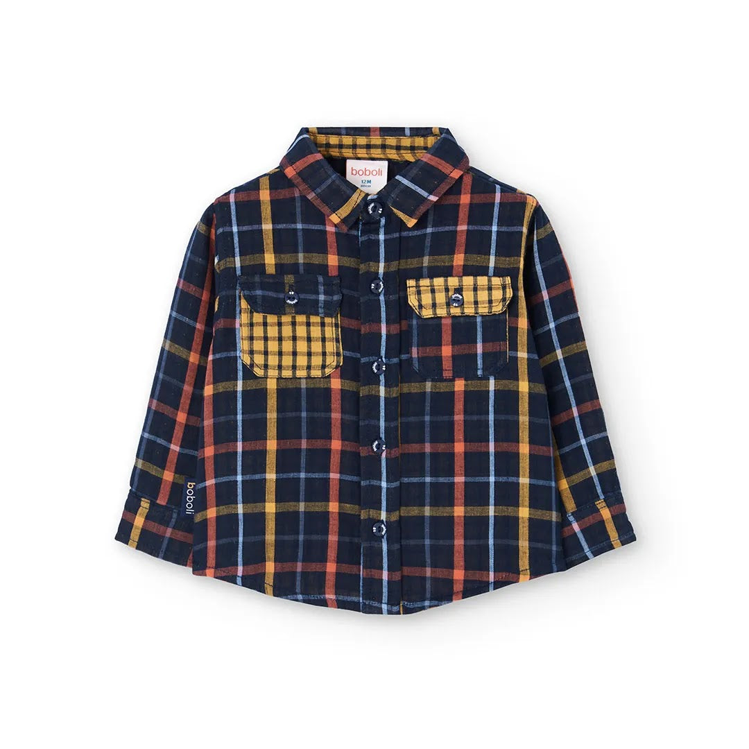 Camicia manica lunga quadri bambino
