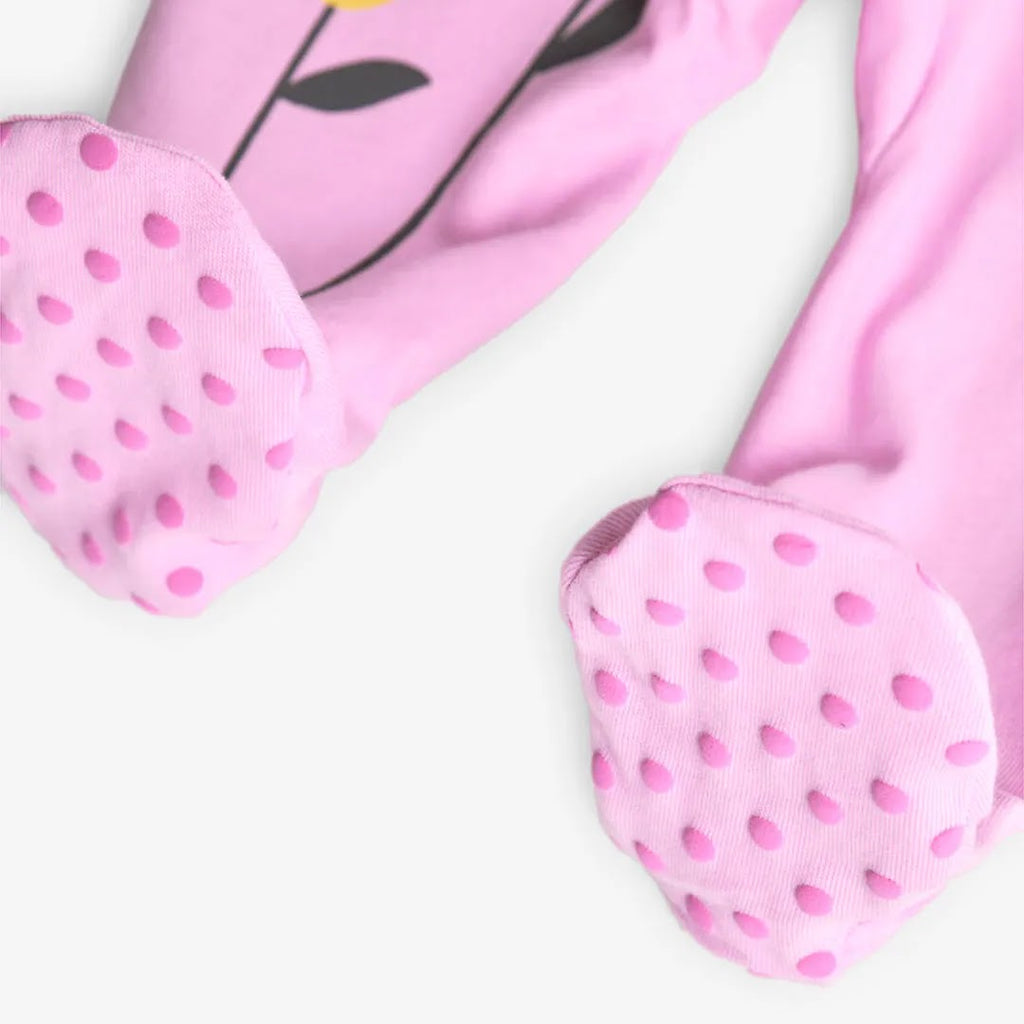 Tutina manica lunga rosa con tulipani e farfalle