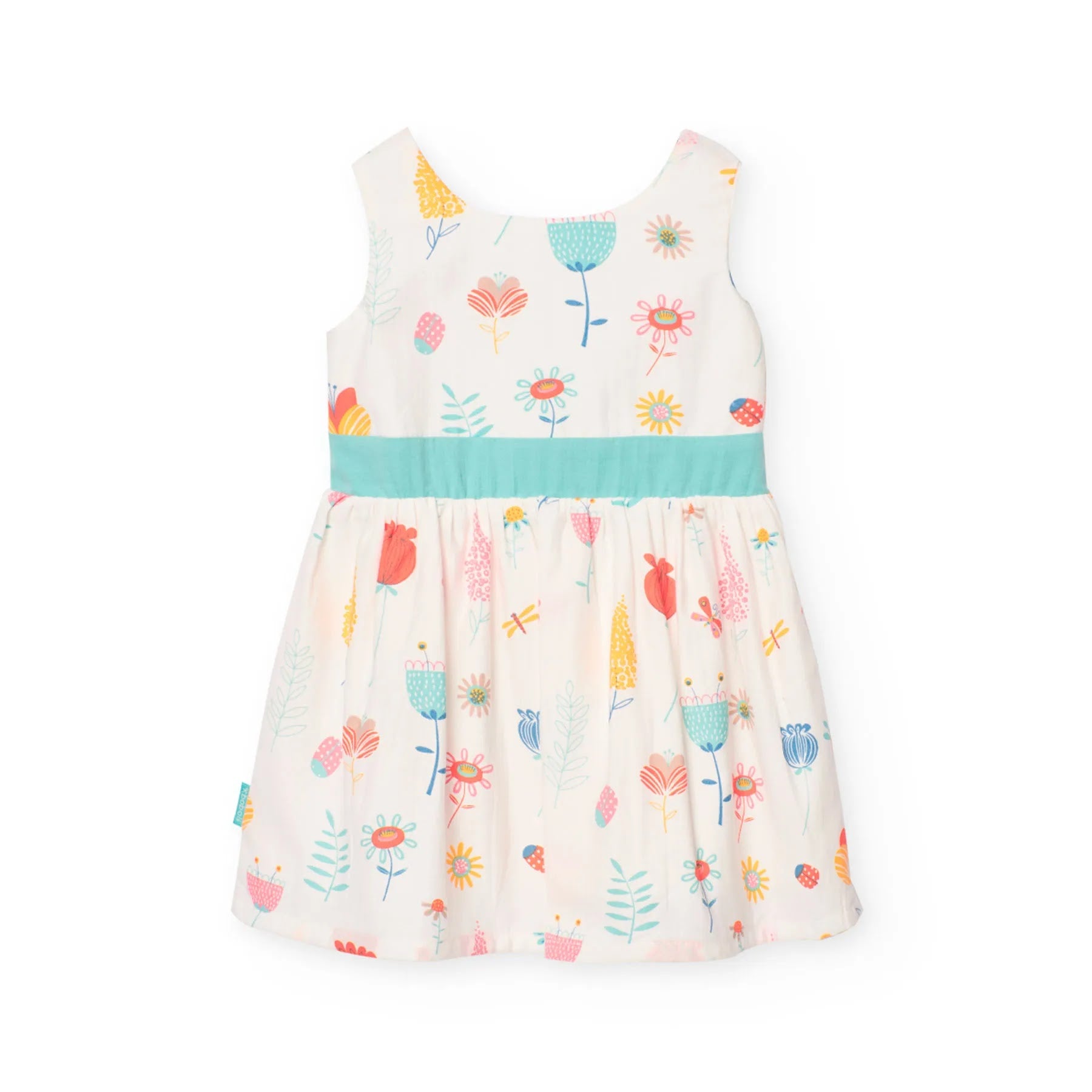 Vestito bianco con dettagli turchesi