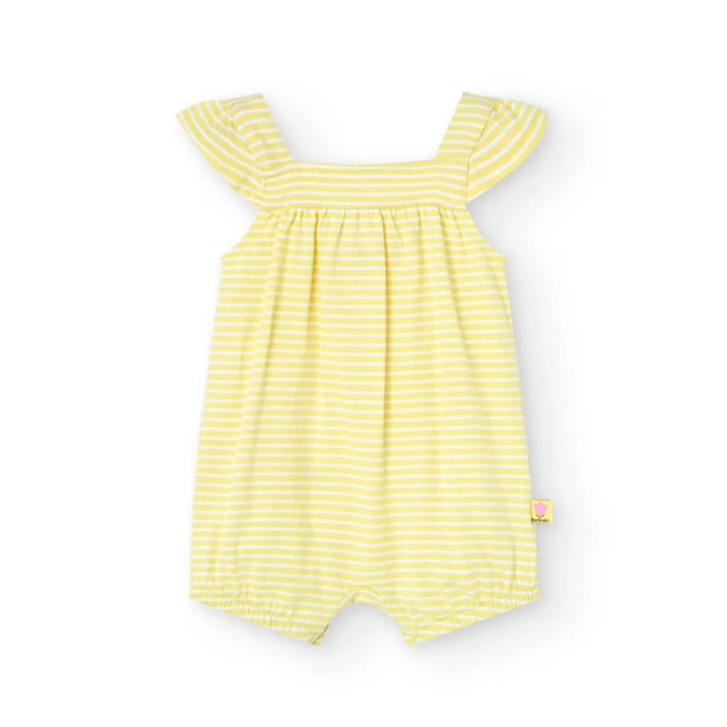 Pagliaccetto a righe giallo e bianco con tulipani