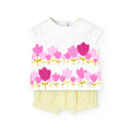Completo t-shirt e culotte bianco con tulipani