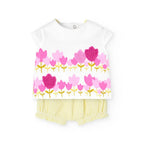 Completo t-shirt e culotte bianco con tulipani