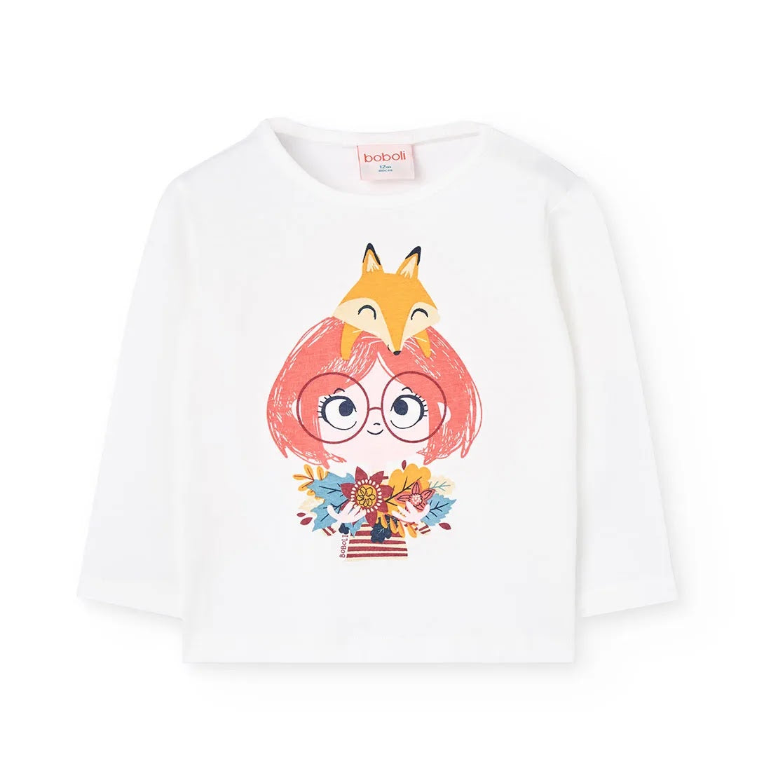 Maglietta manica lunga bambina bianca