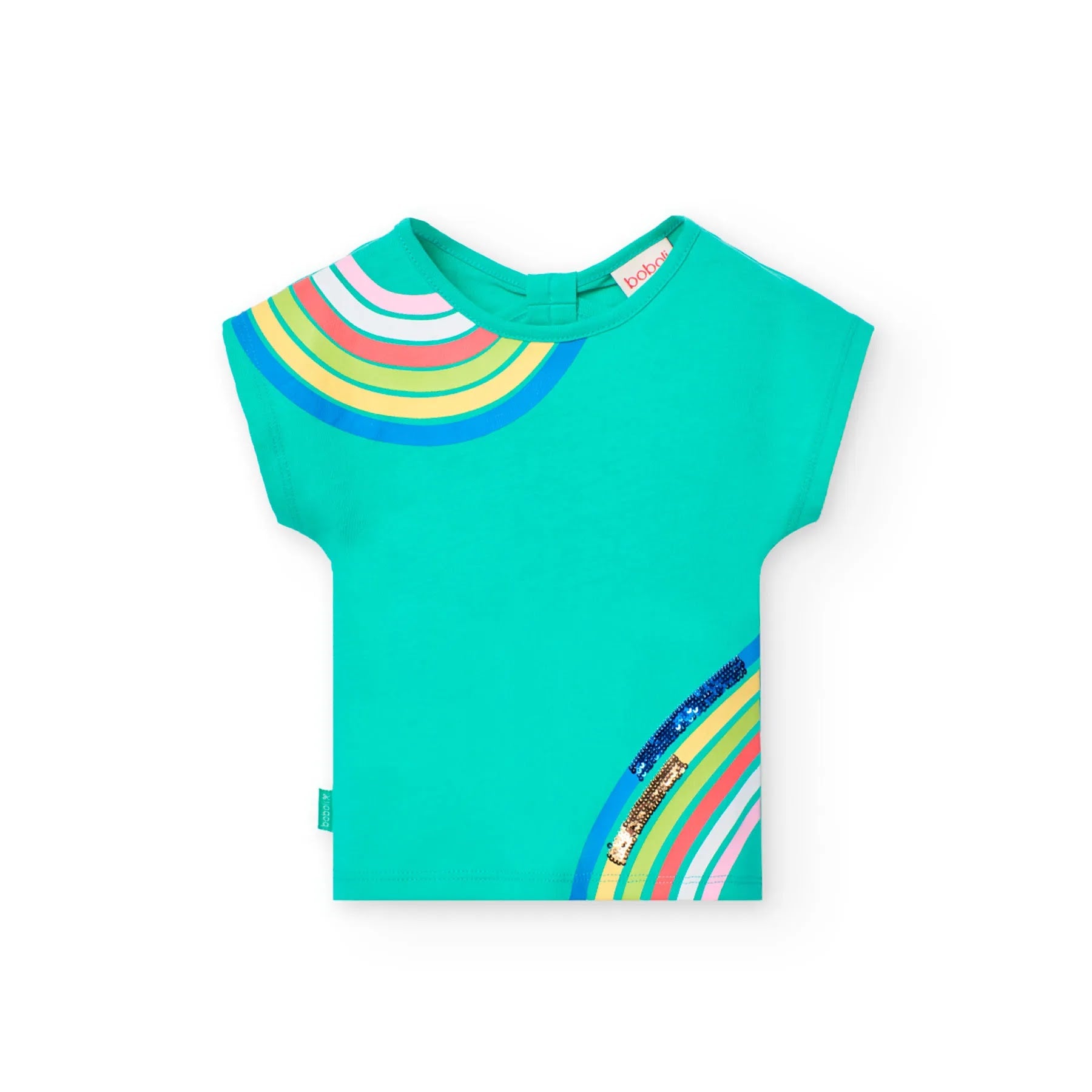 T-shirt mezza manica con nodo sul retro giada