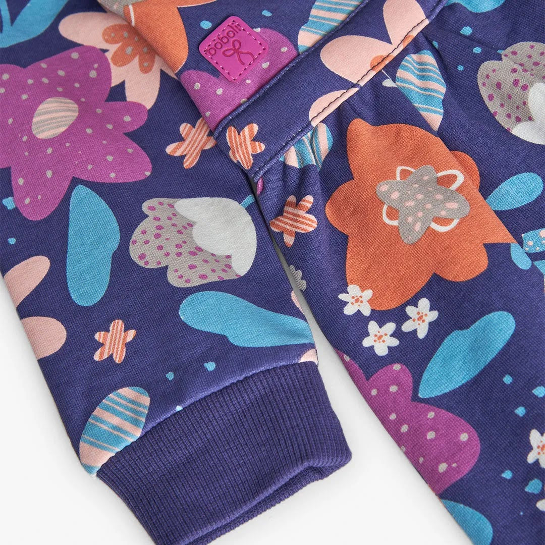 Vestito felpa fiori bambina viola
